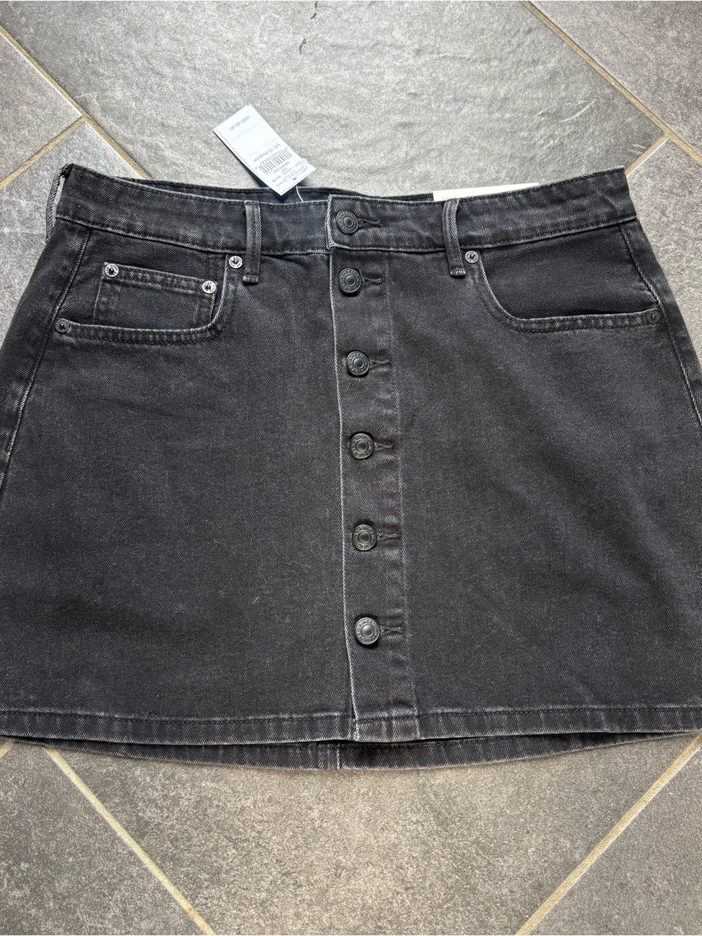 American Eagle Outfitters Black Button-Front Mini Skirt